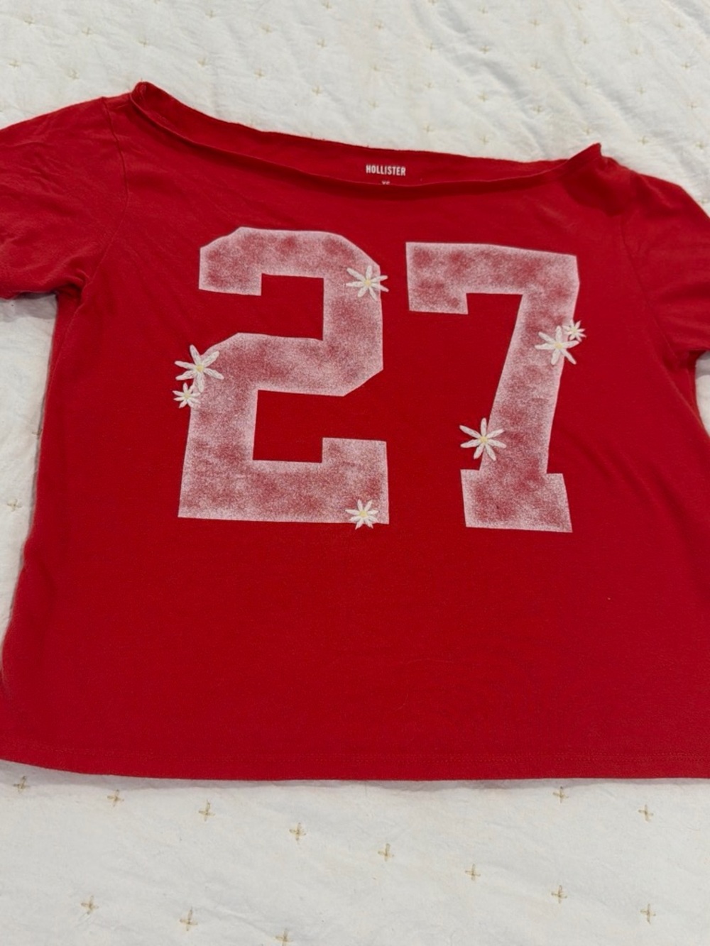 Hollister Red Crewneck Tee with White Logo
